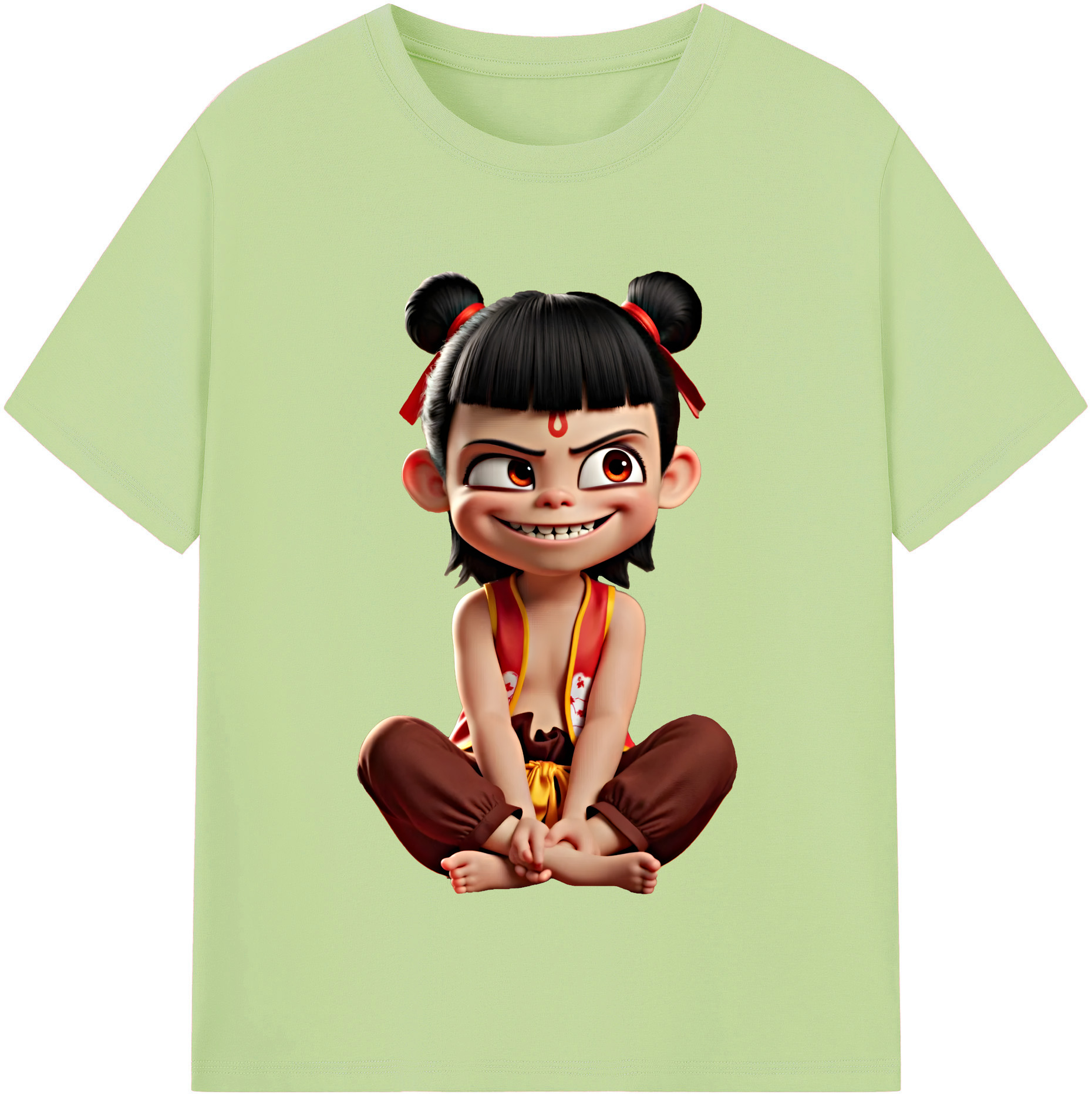 （画像用） Ne Zha 2 ナタ 魔童の大暴れ 綿100％半袖Tシャツ（フロントプリント）